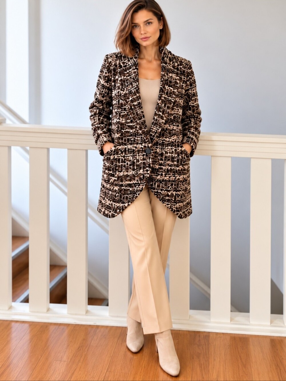 Tonia DeBellis Textured Bouclé Tweed Blazer Jacket